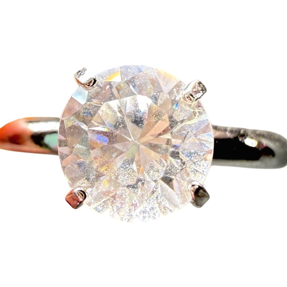 Lind Sterling Silver 925 Round Cut Cubic Zirconia Ring Sz 6.5 Womens Wedding VTG